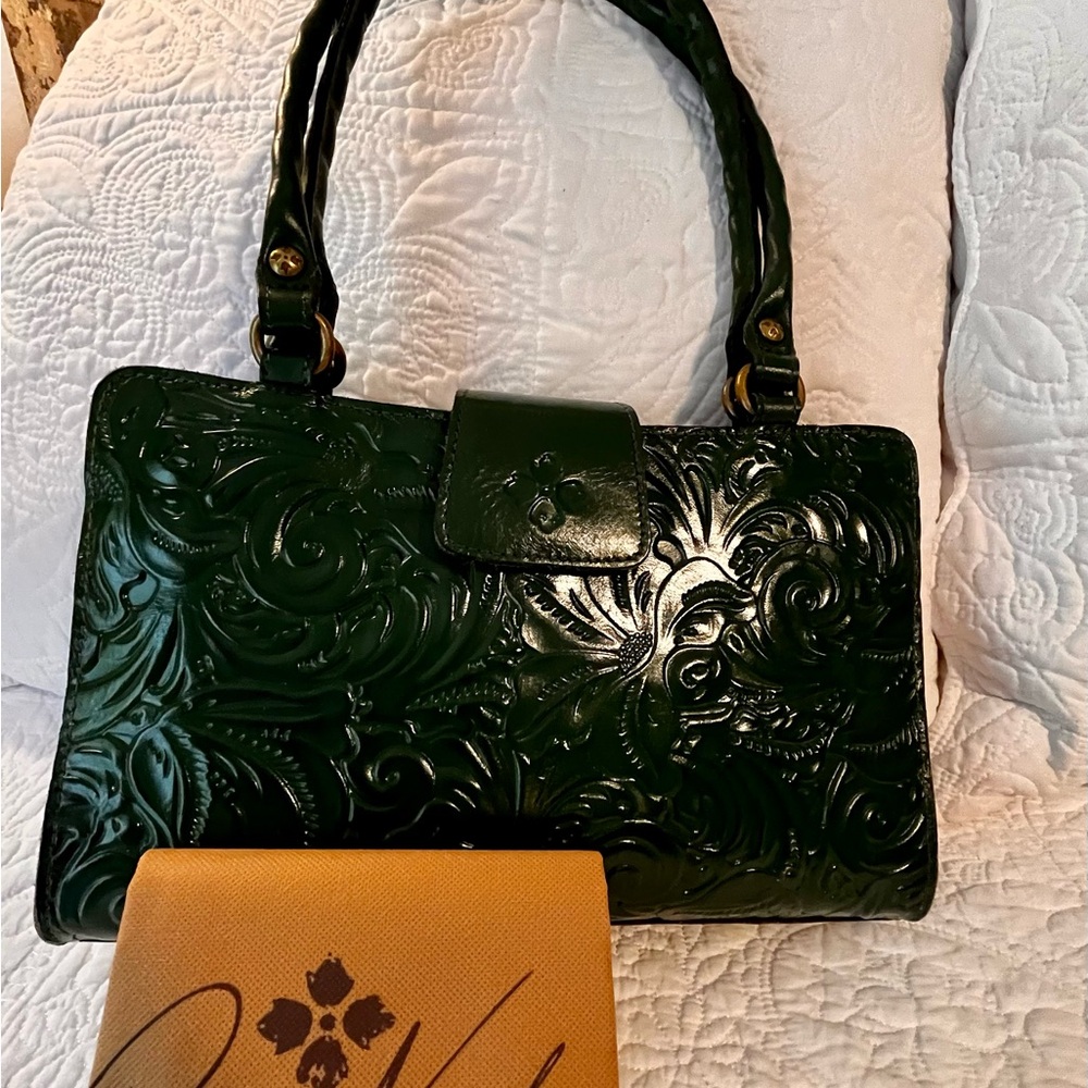 Patricia Nash Dark Green Embossed Shoulder Bag